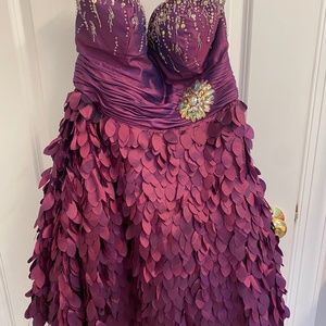 Strapless purple dress